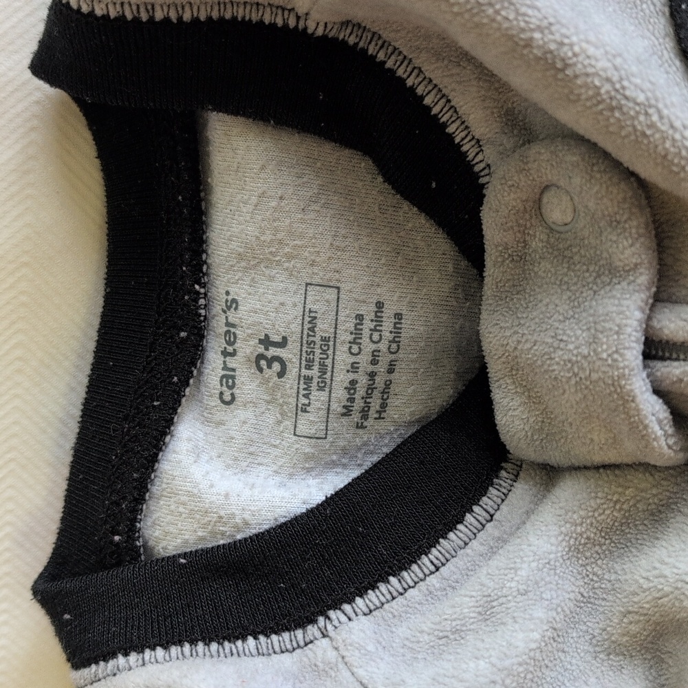 carter's gray raccoon fleece zipper footie sleeper pajamas 3T toddler boys - Picture 2 of 6